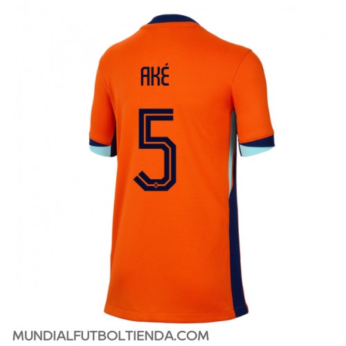 Camiseta Países Bajos Nathan Ake #5 Primera Equipación Replica Eurocopa 2024 para mujer mangas cortas